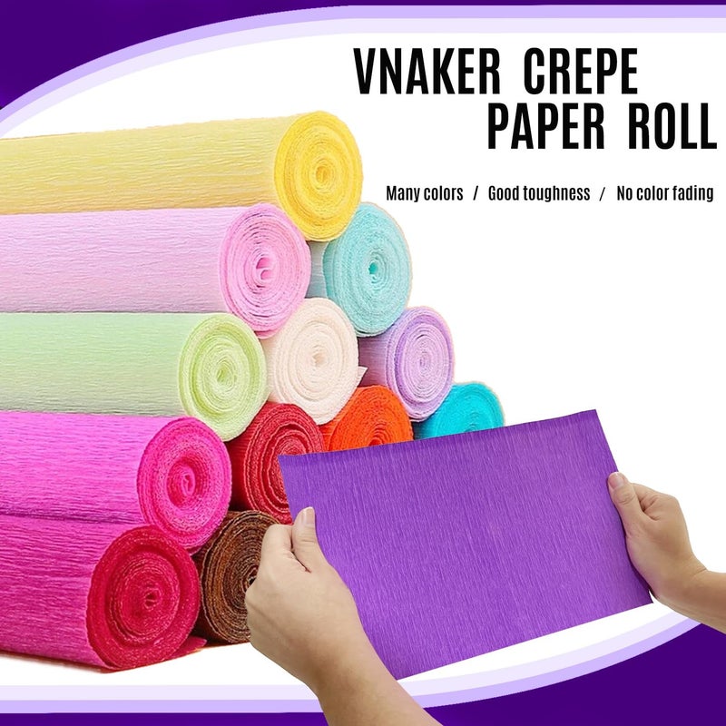VNAKER Crepe Paper Purple (9.8Inch x 8.2Ft/3Rolls), Crepe Paper Sheet for Flower Making, Crepe Paper for Valentine's Day Birthday Wedding Party Decoration DIY Craft - Image 4